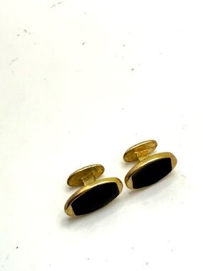 Vintage Gold and Black Oval Cufflinks